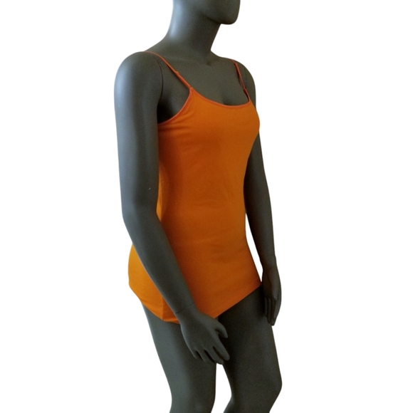 AMBIANCE Stretch Camisole Tank Top Built In Shelf Bra 1X Plus Size Orange NWT - Picture 10 of 15
